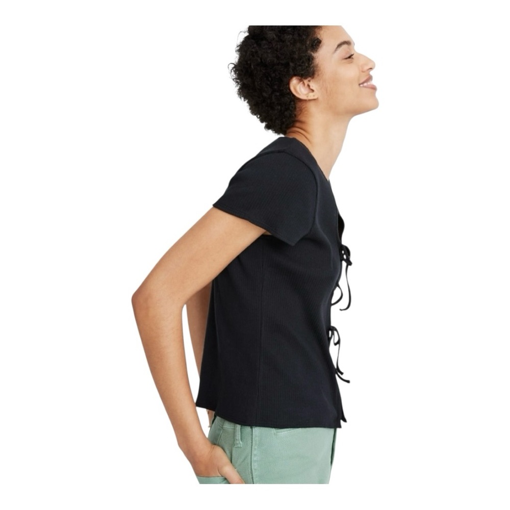 NWOT Madewell Ribbed Bow-Front Tee Sz M AN418